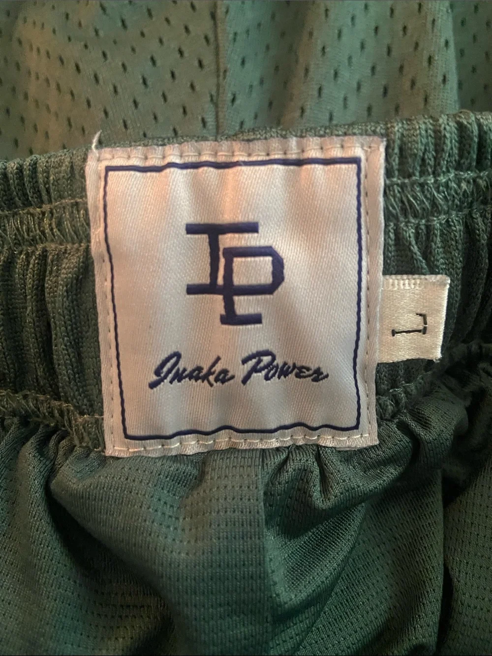 Inaka Power Green Mesh Athletic Shorts with Logo Patch - Picture 6 of 7